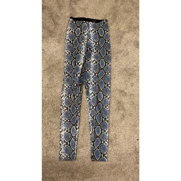 Commando Blue Snakeskin Animal Print Faux Leather Leggings, M - Picture 3 of 7